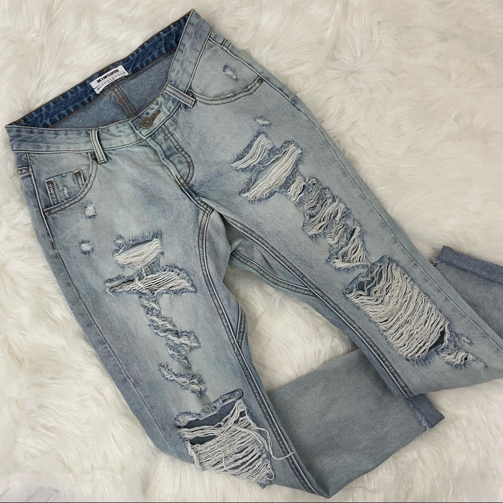 One Teaspoon Lonely Boys Jeans, Rigid, Low Waist Extremely Distressed, Size 0